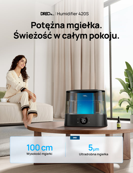 Nawilżacz powietrza Dreo HM420S 4L WiFi cichy 28dB 40h aromaterapia