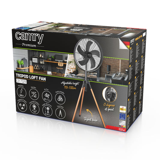 Wentylator stojący Camry CR 7329 Loft 40 cm / 16” – mocny wentylator na statywie 100W