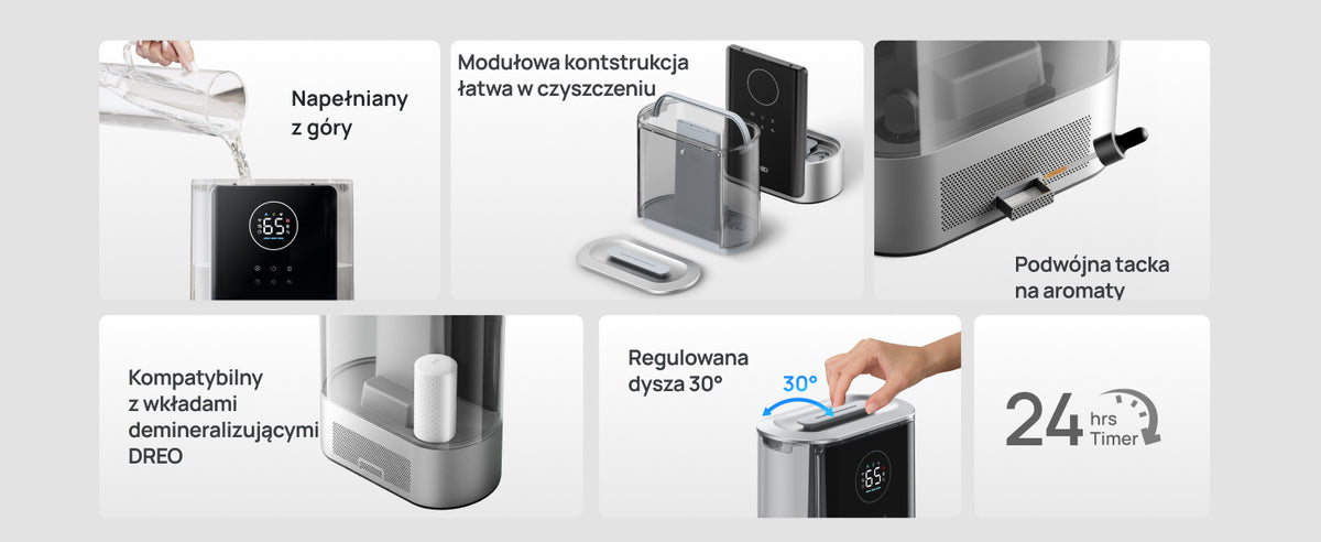 Nawilżacz powietrza DREO HM817S 8 l – ciepła i chłodna mgiełka, Wi-Fi, do 55 m²
