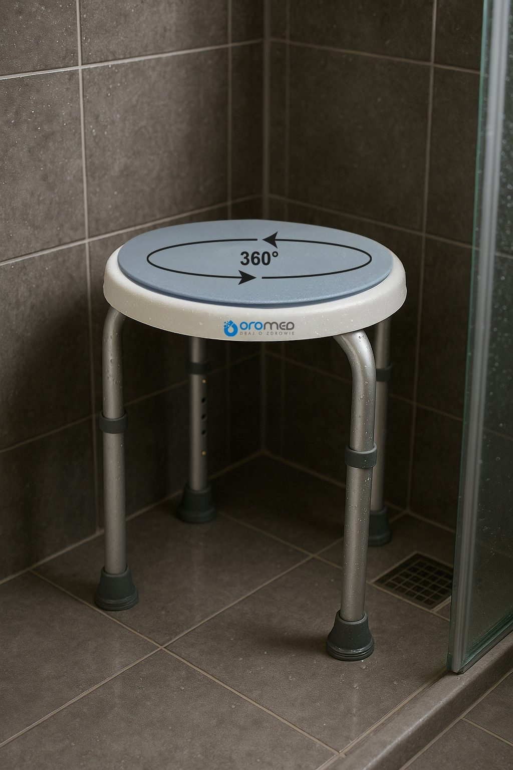 Obrotowy taboret prysznicowy 360° Oromed