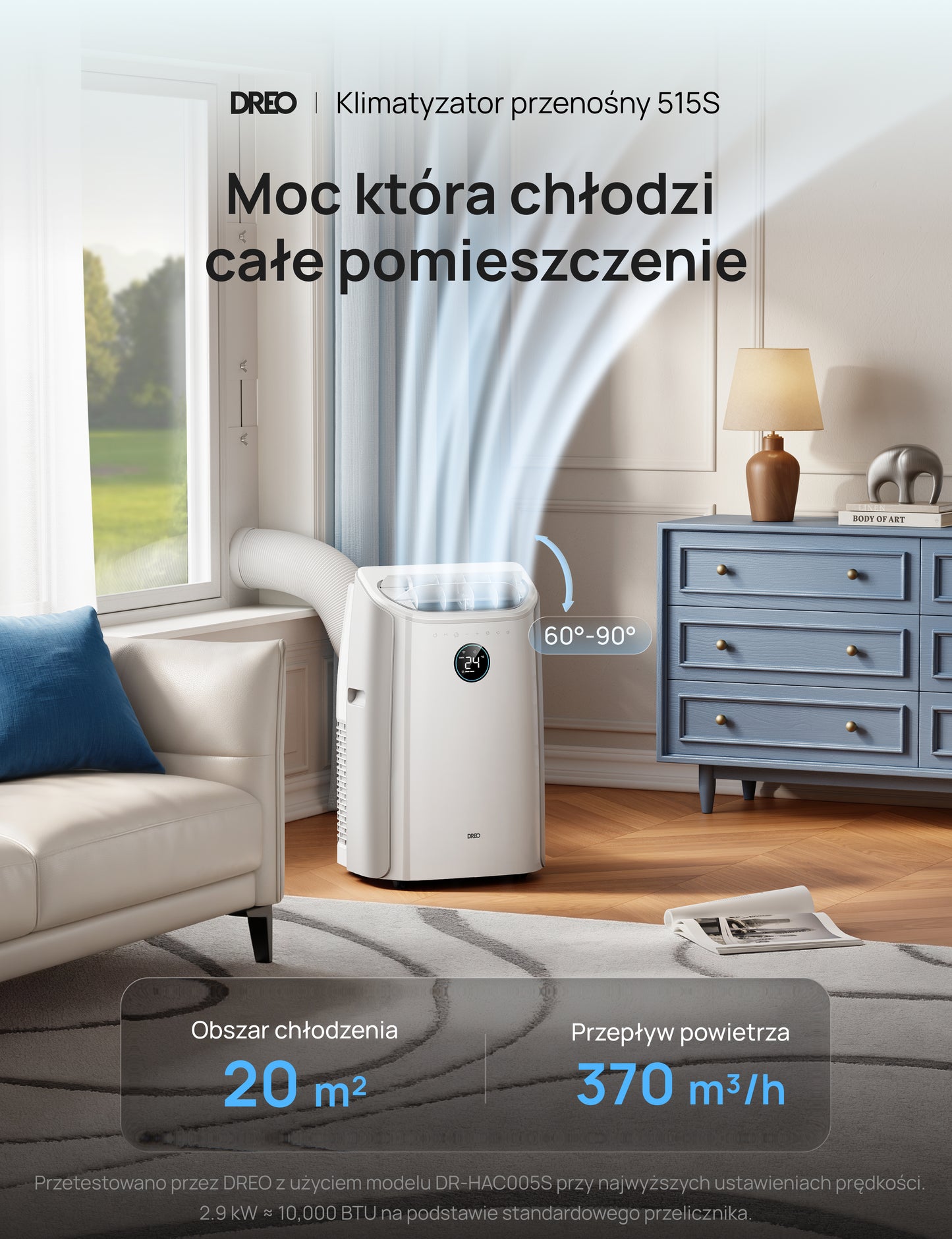 Klimatyzator przenośny Dreo 515S – szybkie chłodzenie bez montażu