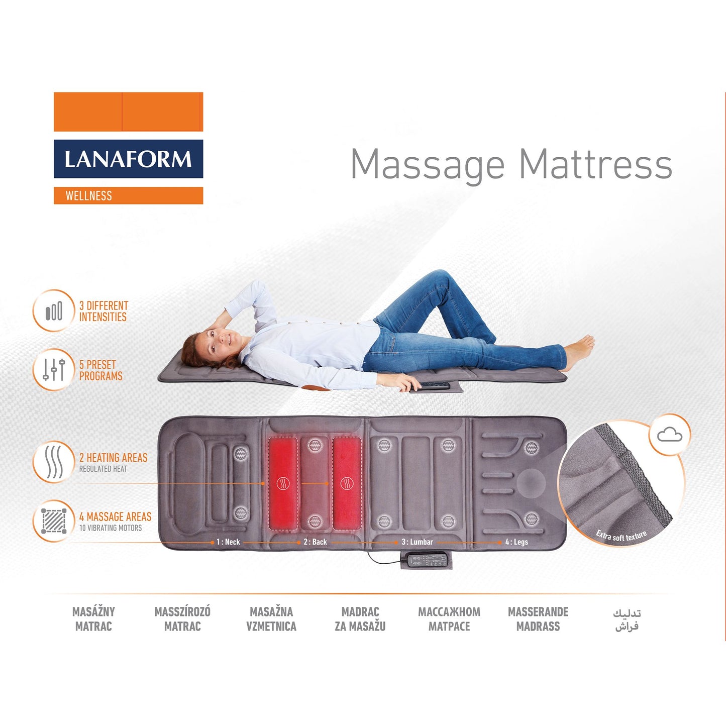 Lanaform Massage Mattress LA110315 – materac do masażu wibracyjnego z podgrzewaniem
