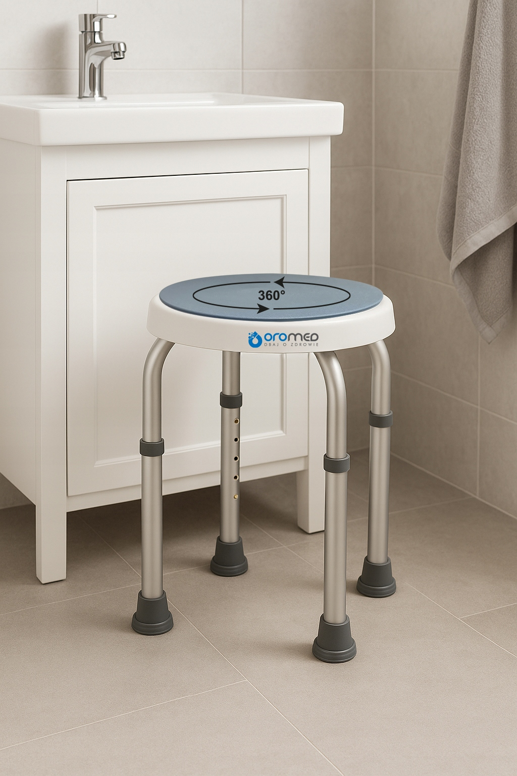 Obrotowy taboret prysznicowy 360° Oromed