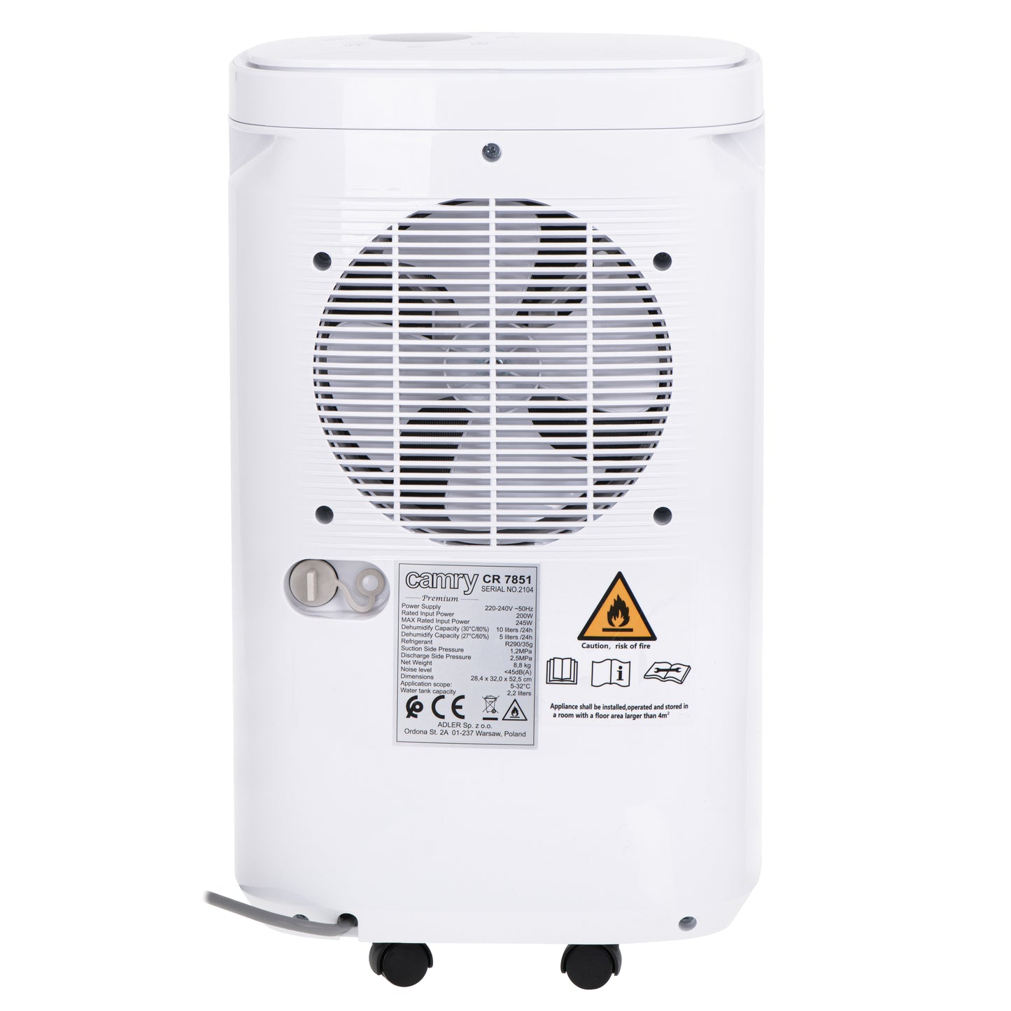 Osuszacz powietrza Camry CR 7851 – kompresorowy osuszacz z wyświetlaczem LED | 10 l/24 h