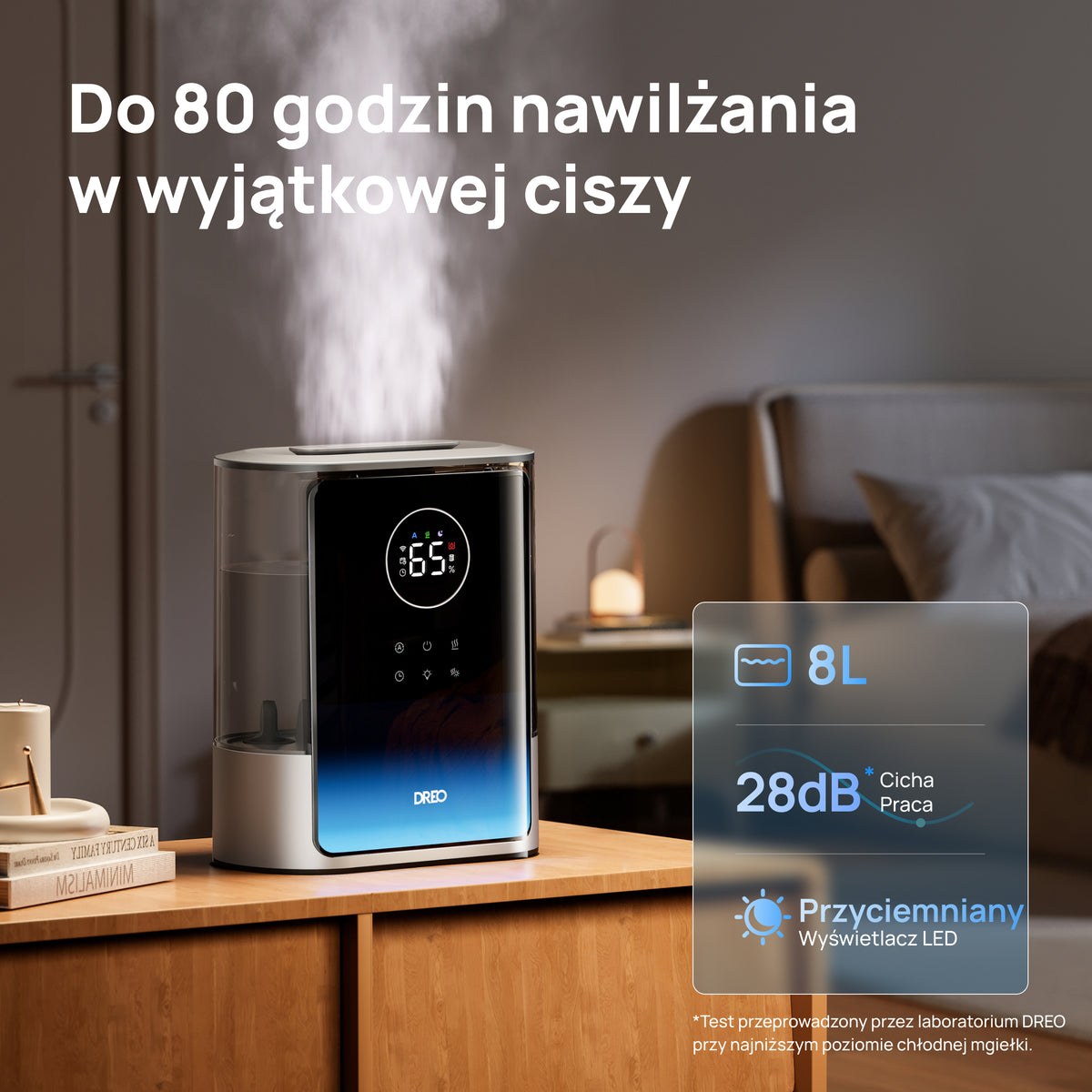 Nawilżacz powietrza DREO HM817S 8 l – ciepła i chłodna mgiełka, Wi-Fi, do 55 m²