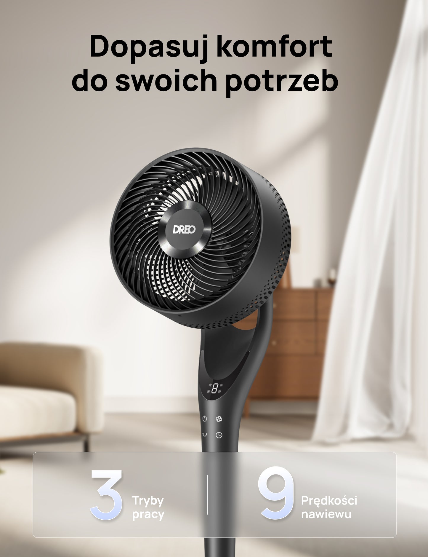 Wentylator Dreo TurboPoly Fan 154 – cichy i precyzyjny nawiew w całym pomieszczeniu