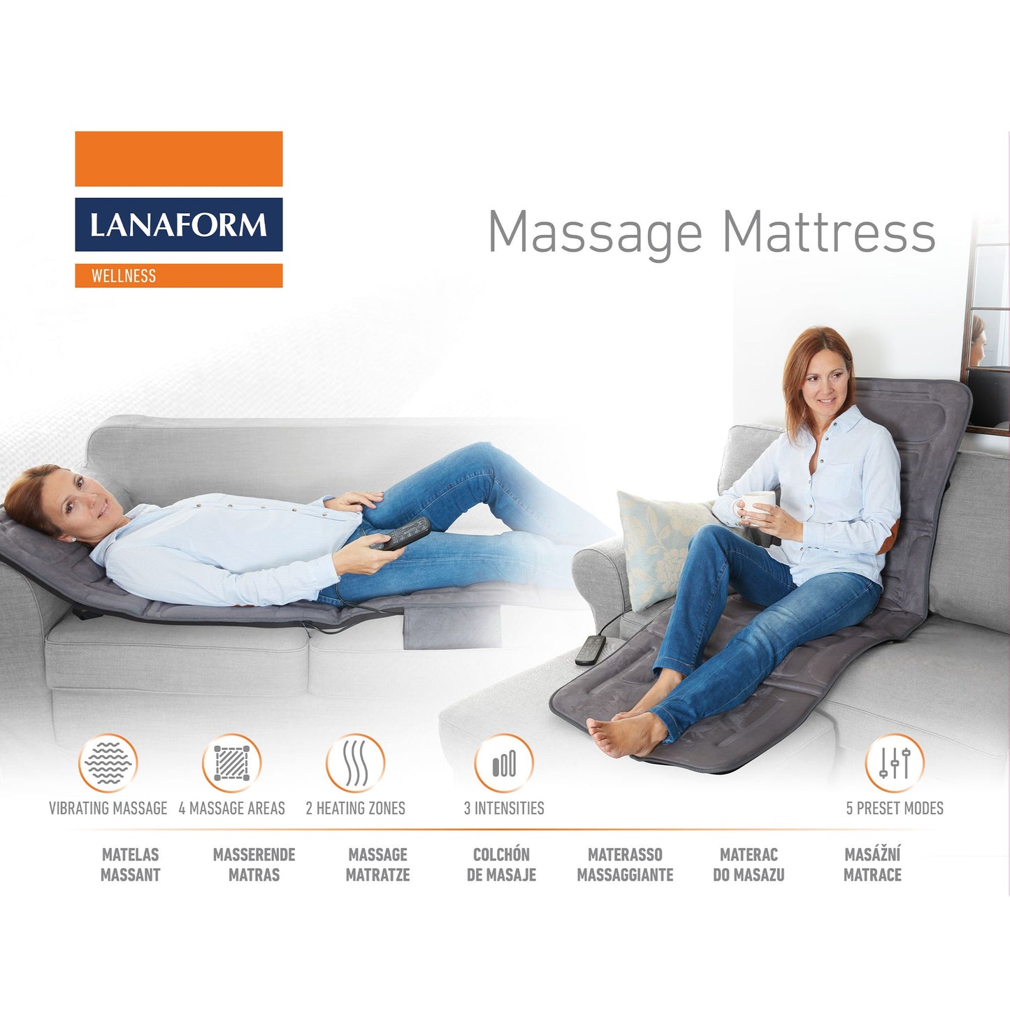 Lanaform Massage Mattress LA110315 – materac do masażu wibracyjnego z podgrzewaniem