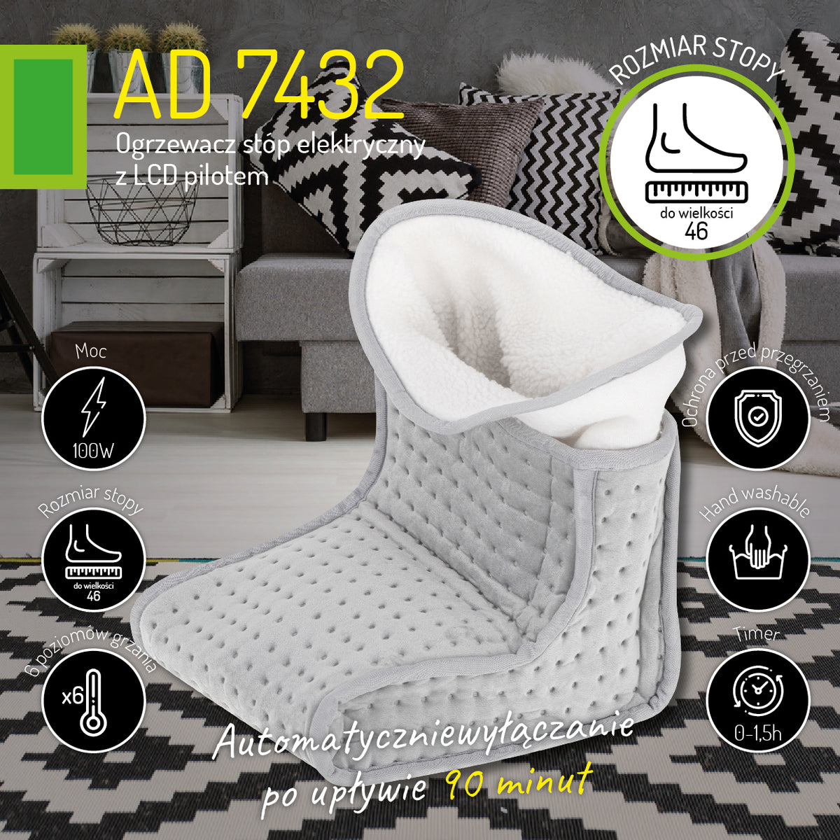 Elektryczny ogrzewacz stóp Adler AD7432