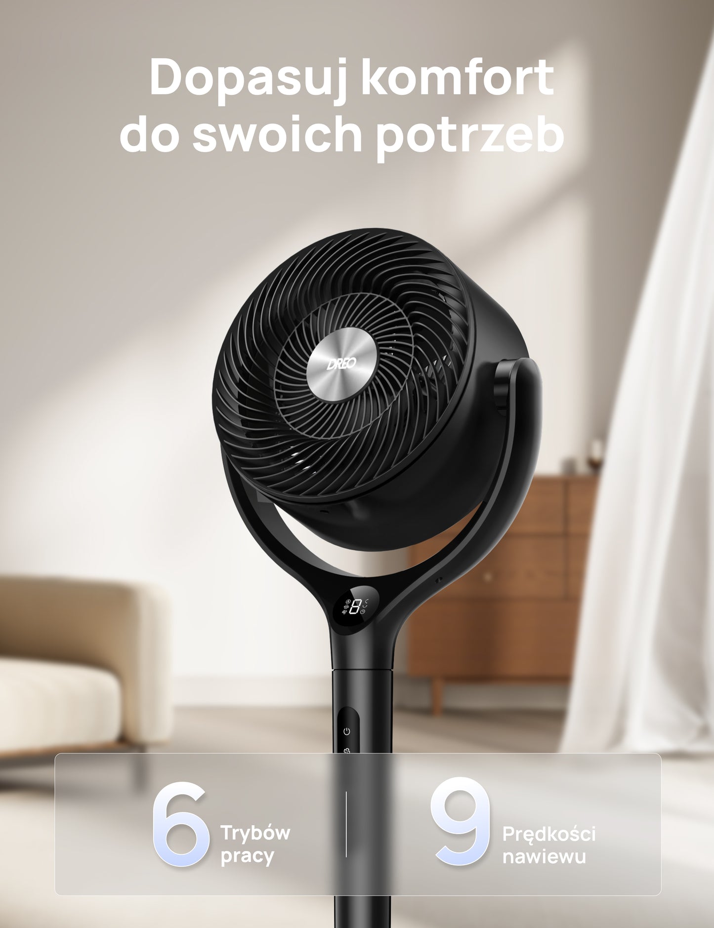 Wentylator Dreo TurboPol Fan 362 – potężny nawiew i pełna cyrkulacja powietrza