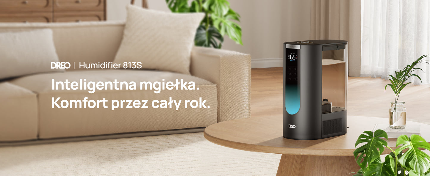 Nawilżacz ultradźwiękowy Dreo HM813S – ciepła i chłodna mgiełka, WiFi, aromaterapia
