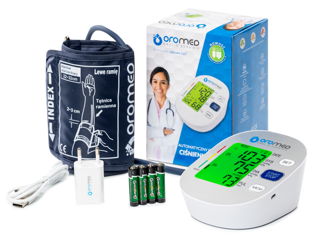 Automatyczny ciśnieniomierz OROMED ORO-BP2 naramienny z kolorowym wyświetlaczem LCD