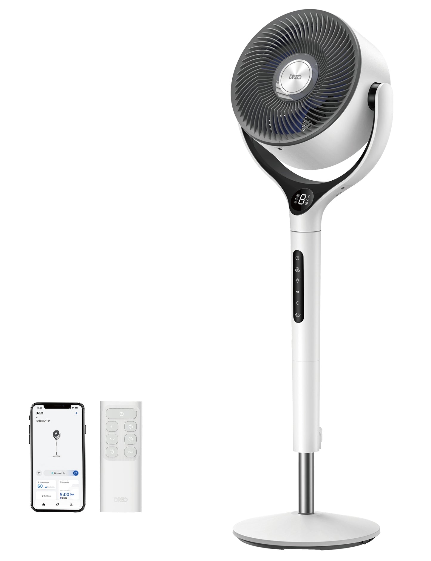Wentylator Dreo TurboPol Fan 565S cichy WiFi mocny nawiew pilot oscylacja