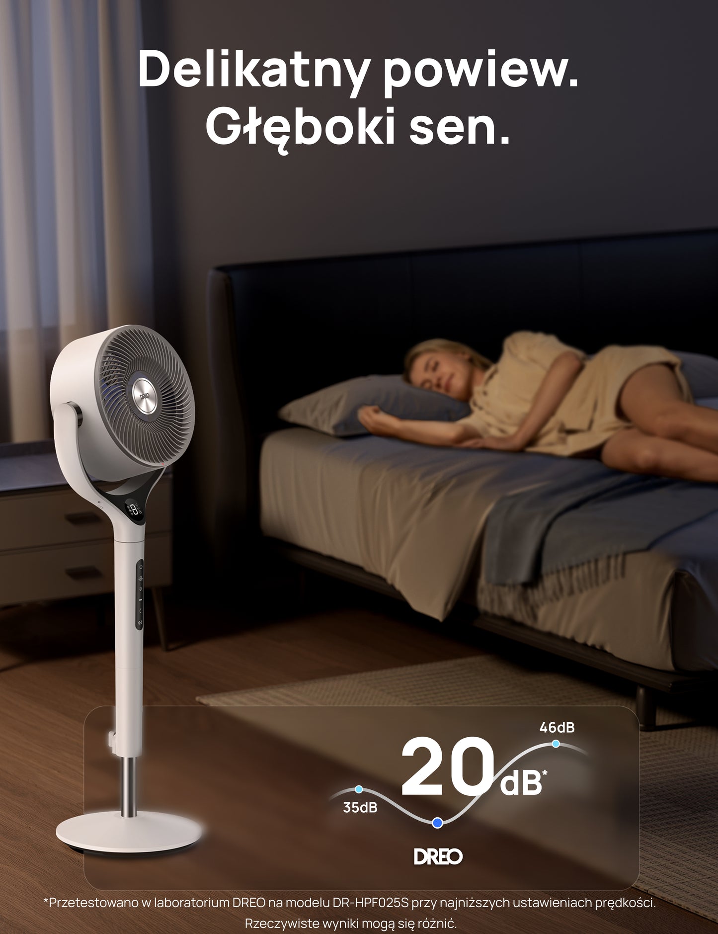 Wentylator Dreo TurboPol Fan 565S cichy WiFi mocny nawiew pilot oscylacja