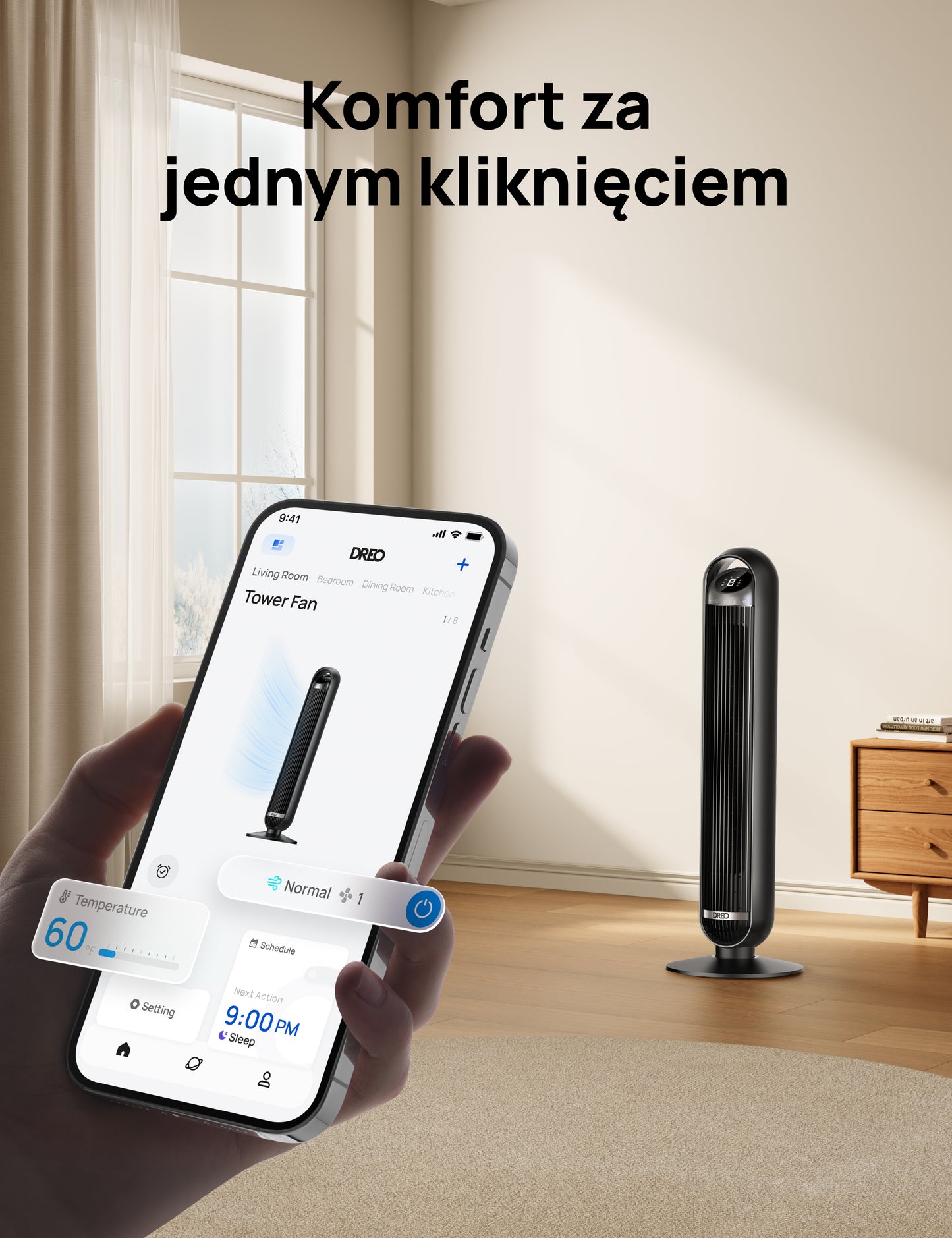 Wentylator kolumnowy Dreo Cruiser TF413S WiFi cichy
