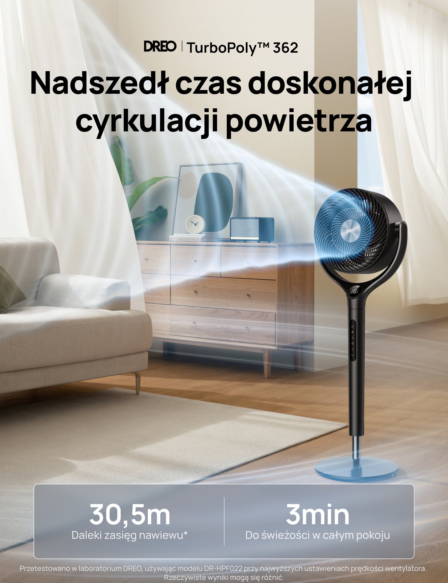 Wentylator Dreo TurboPol Fan 362 – potężny nawiew i pełna cyrkulacja powietrza